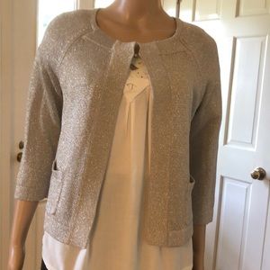 Talbots silver cropped sweater jacket MP